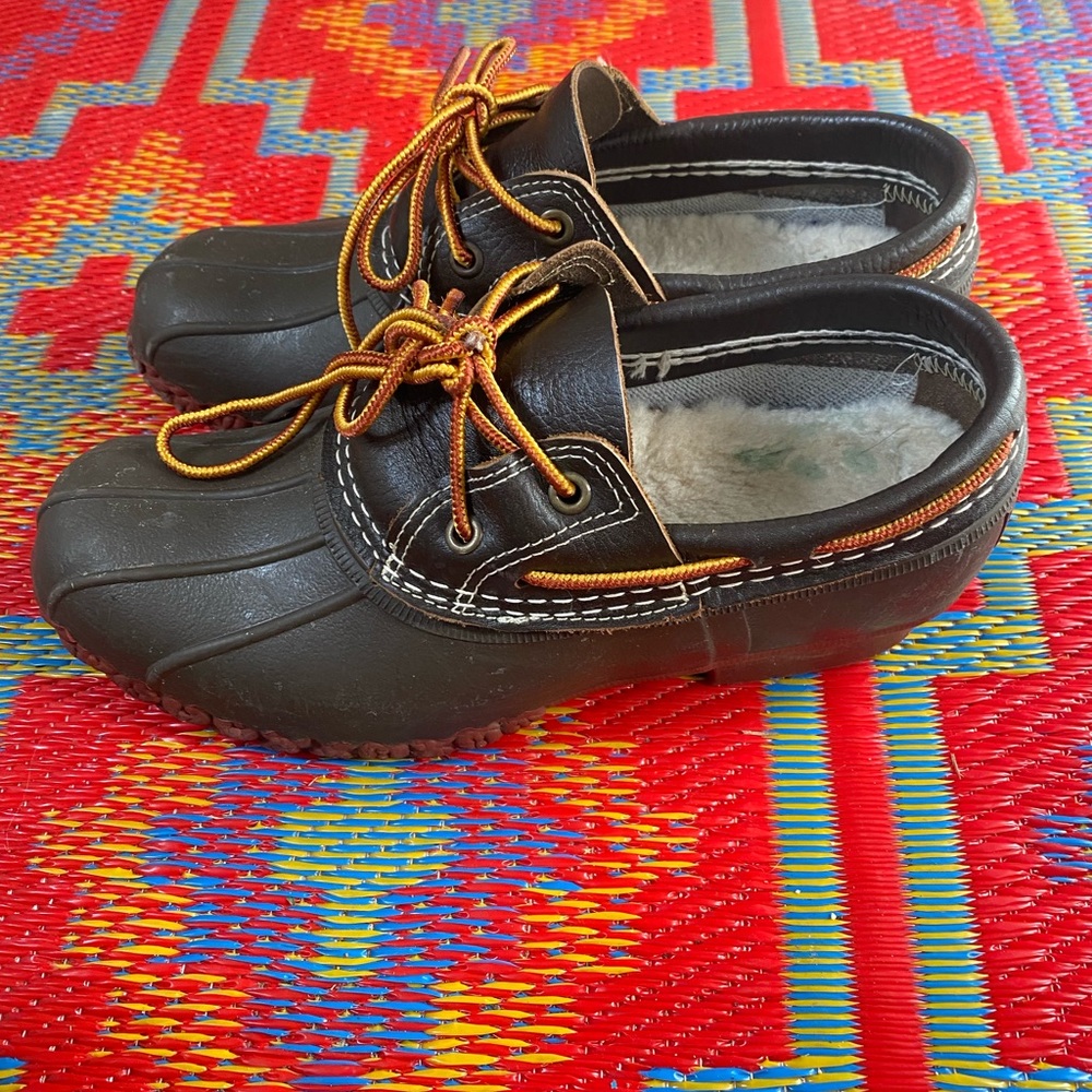 LL Bean low cut rain boots.